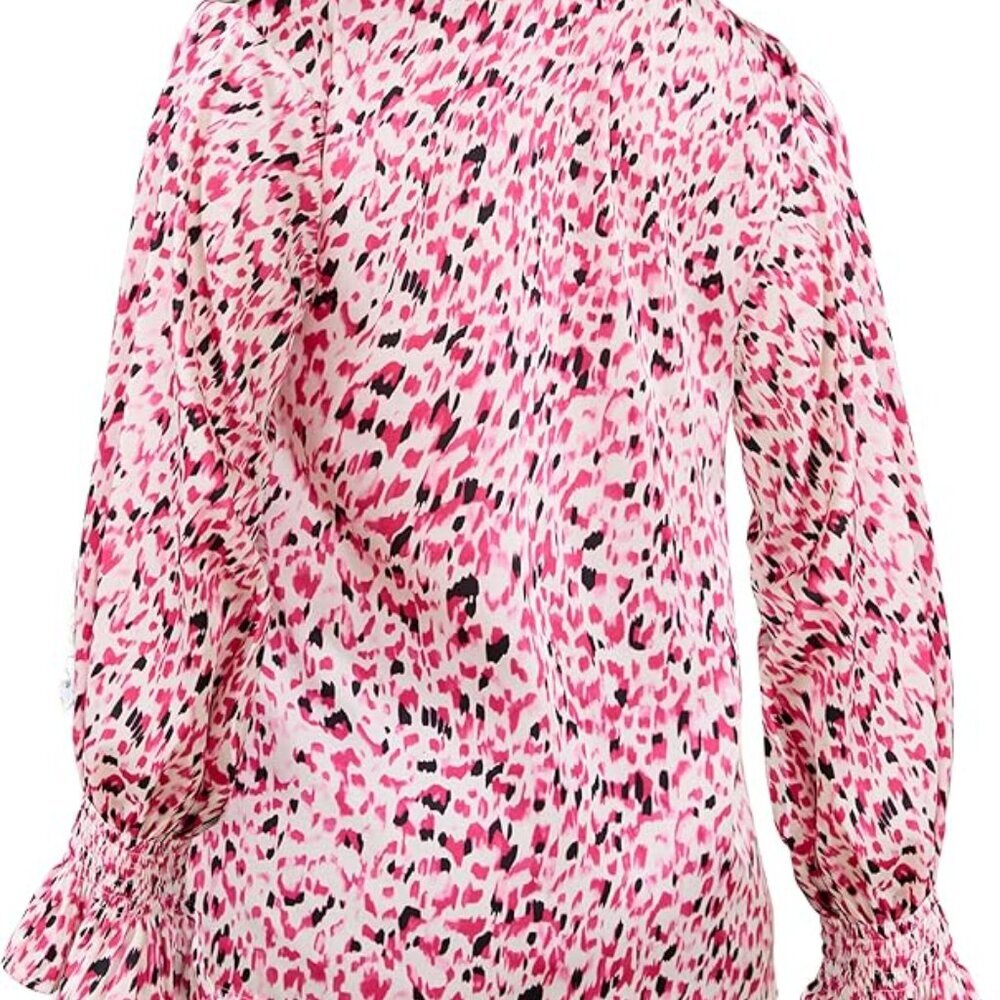 Pink Abstract Print Smocked Cuff Blouse | XXXL | NWT - Picture 4 of 4